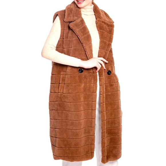 NEW** Chic Fur Vest Cardigan Coat Dress - Picture 4 of 5